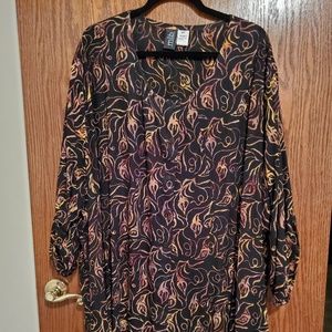 Beautiful blouse with fall leaves on black